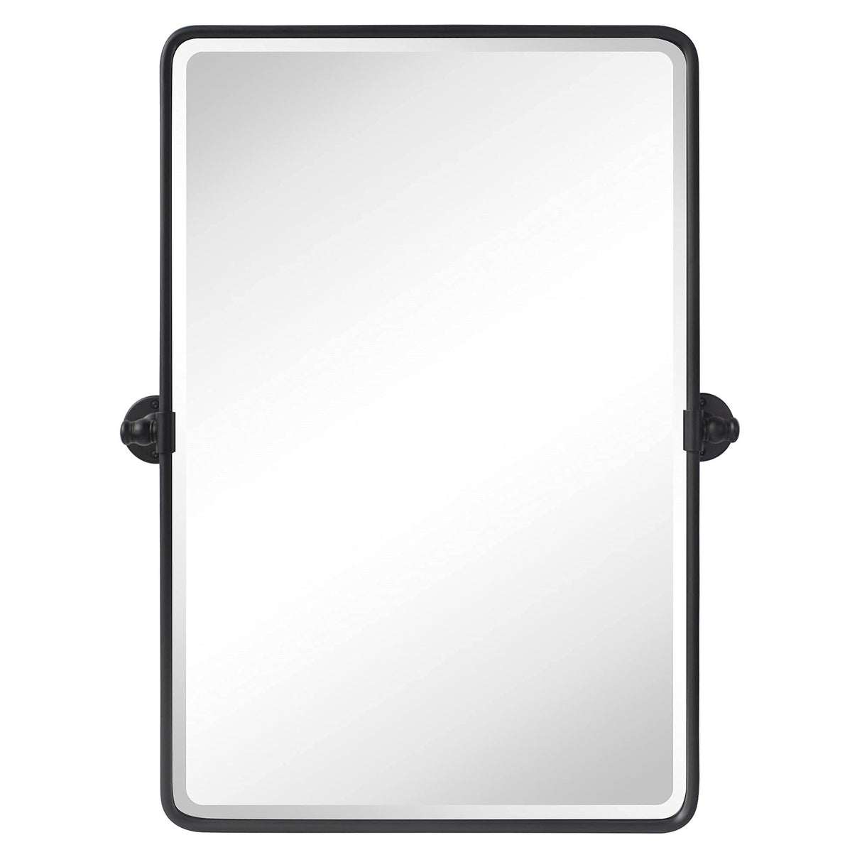 Farmhouse Pivot Rectangle Bathroom Mirror Black Metal Framed Tilting Beveled Vanity Mirrors for Wall 20x30'' TEHOME