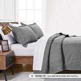Love's cabin King Size Quilt Set Grey Bedspreads - Soft Bed Summer Lightweight Bedspread Comforter - Modern Style Coin Pattern Coverlet for All Season - 3 Pieces (1 Quilt, 2 Pillow Shams) Love's cabin