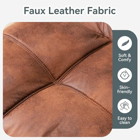 AMICLIBER Futon Sofa Bed Convertible Couch, Brown Faux Leather Sofa Bed with Memory Foam, Adjustable Backrest & Armrests, Multifunctional Small Loveseat Sleeper Sofa for Living Room, Apartment, Office AMICLIBER