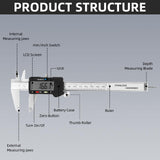 Digital Caliper Measuring Tool, Stainless Steel Vernier Caliper Digital, Micrometer Calipers with Large LCD Screen, Auto-Off Feature, Inch Millimeter Conversion, 6 Inch Caliper Tools for DIY/Household Aurdeayi