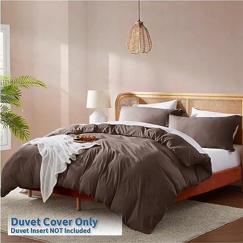 Nestl Twin Duvet Cover Set - Soft Double Brushed Chocolate Brown Duvet Cover Twin/Twin XL, 2 Piece, with Button Closure, 1 Duvet Cover 68x90 inches and 1 Pillow Sham