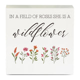 Inspirational Quote Country Floral Nursery Decor Wood Box Sign 5 x 5 Inches Rustic Box Sign Wooden Square Sign Decor Spring Summer Desk Decor Wood Sign for Home Farmhouse Office Girl Room Garden IYEZH