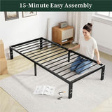 Twin Size Bed Frame, 14 Inch Metal Platform Bed Frames with Heavy Duty Steel Slat Support, No Box Spring Needed, Easy Assembly, Under Bed Storage SageNest