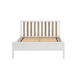 Max & Lily Scandinavian Full Bed for Kids, Solid Wood Twin Frame with Slatted Headboard in White/Blonde Max & Lily
