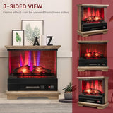 ORALNER 27” Electric Fireplace with Mantel, 3-Sided Glass View, Wooden Surround Firebox, Freestanding Fireplace Heater w/ 7 Flame Colors, Remote & 6H Timer, Overheat Protection, 1400W (Brown) ORALNER