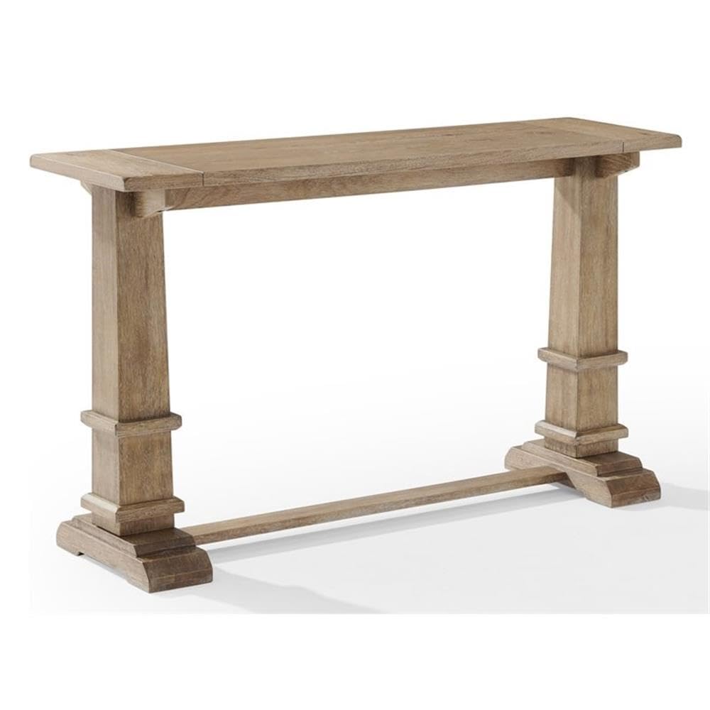 Pemberly Row Rectangular Top Farmhouse Wood Console Table in Rustic Brown Pemberly Row