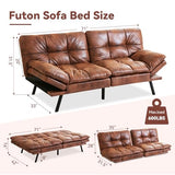 Erdoru Convertible Futon Sofa Bed,Faux Leather Futon Couch,Memory Foam Futons Bed,Small Splitback Modern Loveseat Sleeper Sofa for Living Room,Office,Apartment,Brown Erdoru