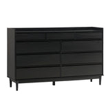 Walker Edison Blythe Mid-Century Modern Tray-Top Solid Wood 9-Drawer Dresser, 60 Inch, Black Walker Edison