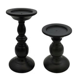Fuhengli Pillar Candle Holders Stands Set of 2, Candle Holders for Pillar Candles Decorative Candlestick Holder for Fireplace, Home Decor, Dinning, Party, Wedding, Matte Black, 6.2" & 8.7" Fuhengli