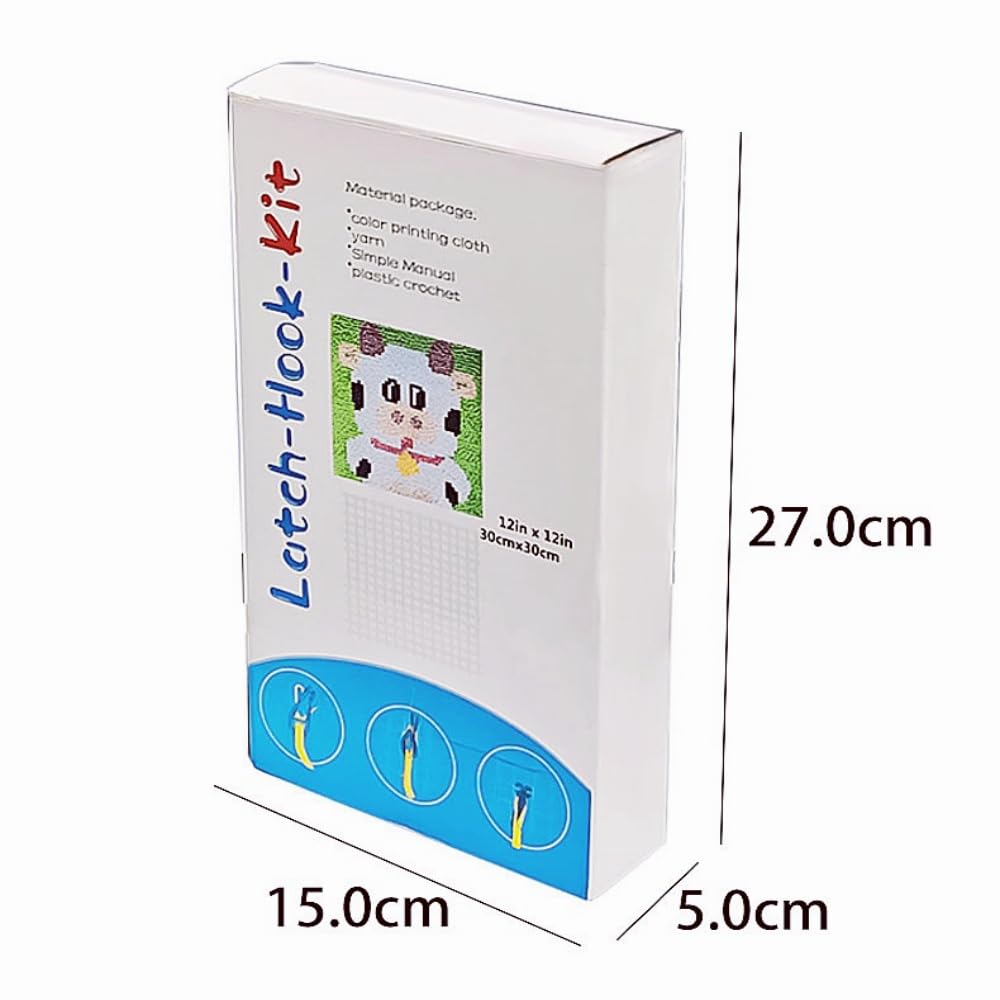 Generic Cute Cartoon Sea Turtle Latch Hook Kits Mini Rug DIY Handmade Crochet Yarn Needlework Hook and Latch Kit Printed Canvas Carpet Cushion Cover Home Christmas Decoration 30x30cm(3) Generic