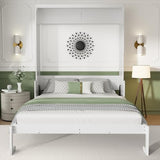 PVWIIK Murphy Multifunctional Bed Frame with Storage Shelf & Support Plate for Adult,Girls,Boys,Queen Size Murphy Bed,Wood Hidden Wall Bed Space-Saving Cabinet,White PVWIIK