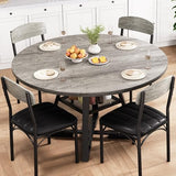 Round Dining Table Set for 4, Kitchen Table and Chairs for 4, Circle Table Round Pedestal Dining Room Dinner Dinette Table Set,5 Piece Space Saving Wood Kitchen & Dining Room Tables (Grey, 42In) Jocoevol