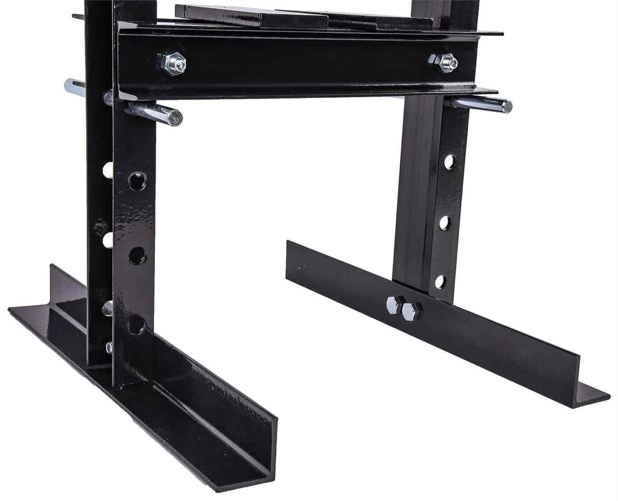 JEGS 6 Ton Hydraulic Shop Press - Lever-Action, Bench Top Hydraulic Press - Up to 18-Inch Working Range - Includes 2 Press Plates - Back Steel with JEGS Logo JEGS