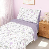 SWESEN Toddler Bedding Set for Girls, Purple Floral Toddler Girls Bedding Set, Soft & Lightweight 4 Piece Toddler Comforter Sets Include Comforter, Flat Sheet, Fitted Sheet, Pillowcase SWESEN