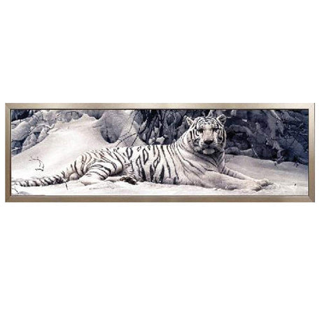 GELANYOUPIN DIY 5D Large Resin Beads Painting by Numbers Kits Crystal Rhinestone Embroidery Paintings Pictures Arts Craft for Home Wall Decor Partial Drill White Tiger Paint (58.7.x14.9inches) GELANYOUPIN