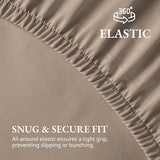 LANE LINEN King Fitted Sheet, 100% Organic Cotton, 3-Piece Set (1 Fitted Sheet,2 Pillowcases), Percale Weave, Ultra Soft, Breathable,Fits Mattress Upto 15" Deep - Taupe (No Flat Sheet) LANE LINEN