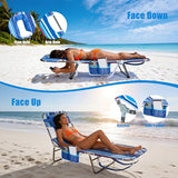 SUNNYFEEL Beach Lounge Chair, Backpack Reclining Beach Chairs Lay Flat, Sun Face Down Tanning Chair, Folding Camping Chairs Portable Camp Cot with Backpack Straps for Outdoor/Picnic/Lawn