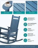SERWALL Oversized Rocking Chair, Outdoor Rocking Chair for Adults, All Weather Resistant Porch Rocker for Lawn Garden, Blue SERWALL