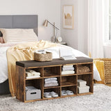 DINZI LVJ Shoe Storage Bench with Cushion, Cubby Shoe Rack with 12 Cubbies, Adjustable Shelves, Multifunctional Shoe Organizer Bench for Entryway, Mudroom, Hallway, Closet and Garage, Rustic Brown DINZI LVJ