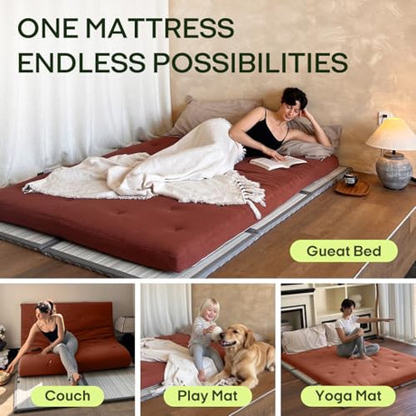 ZonLi Japanese Floor Futon Mattress Twin Size 75"x 39", 100% Cotton Cover 2.5'' Thicken Tatami Mattress, Foldable Sleeping Pad, Portable Dormitory Tatami Mat, Roll Up Floor Lounger Bed for Adult ZonLi