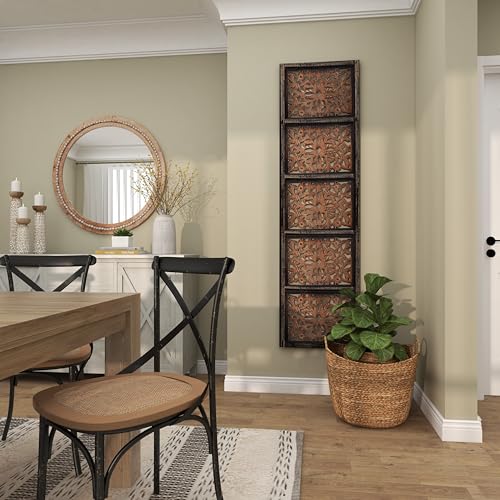 Deco 79 32661 Ebony Hand Carved Wood Wall Decor Sculpture, Brown, 72"H,20"W