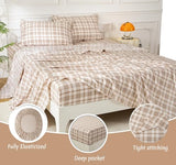 SDY 7PCS Brown Plaid Bedding Set Twin Size, Super Soft Microfiber Gingham Comforter and Sheet Set for Kids Boys Girls 1*Comforter,1* Flat Sheet, 1*Fitted Sheet,2*Pillowcases and 2*PillowcaseShams SDY