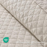 Grassix Linen Quilt Set King Size 3-Piece, 100% Linen Front & Cotton Back, Prewashed Diamond Stitch Bedspread with 2 Shams, Lightweight Breathable Quilt for Hot Sleepers, Modern Farmhouse Bedding Grassix