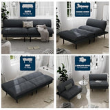 Ribilake 70" Futon Sofa Bed, 4 in 1 Multi-Function Couch Sleeper with Adjustable Backrest, Modern Convertible Futon, Recliner Small Loveseat for Living Room, Office, Grey Ribilake