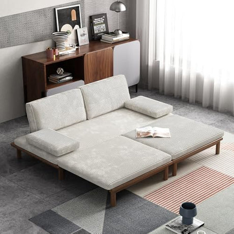 Lartis 78.7" Sofa Bed, Sleeper Pull Out Couch, Modern Couch Convertible Modern Futon for Living Room/Apartment/Bedroom, Modular Design Sofa,Full Solid Wood Frame Lartis