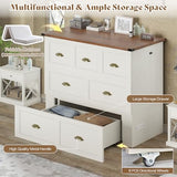 AMERLIFE Twin Size Murphy Bed, Farmhouse Wooden Cabinet with Charging Station and Storage Drawer for Bedroom/Office/Guest Room, White+Barnwood AMERLIFE