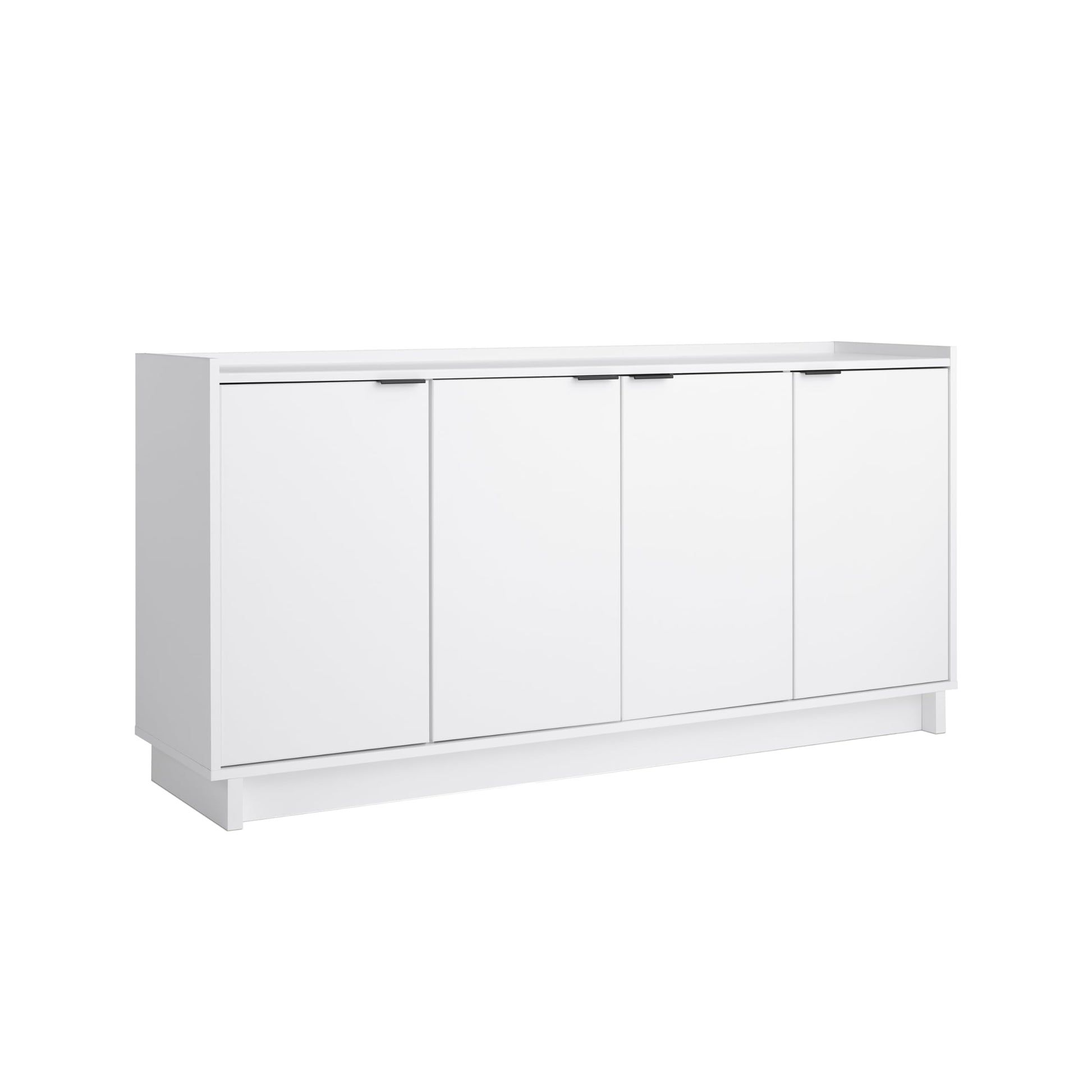 Prepac Simply Modern 4-Door Console Table with Versatile Storage in White - WoodArtSupply