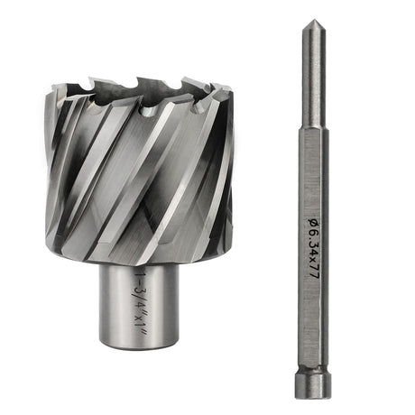 Annular Cutter JESTUOUS 1-3/4 Inch Cutting Diameter 3/4 Weldon Shank 1 Cutting Depth with Pilot Pin Slugger Bits HSS Kit for Magnetic Drill Press,1 Piece JESTUOUS