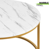 Magshion Nesting Coffee Table Set of 2, Coffee Table Round with Sturdy Metal Frame Marble Style End Table Side Tables Accent Tables for Living Room Office Small Spaces, Black & White Magshion