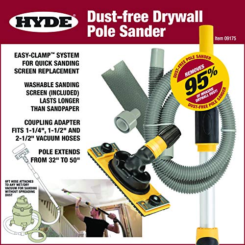 Hyde Tools 09175 Drywall Vacuum Sander, SILVER ,GRAY, With Pole Hyde