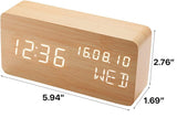 Pokanic Wood Digital Alarm Clock Desk Time, Date(MM/DD/YY), Day of The Week, Temperature, Nightlight Large LED Display Portable Lamp Bedroom, Office, School, Home, Livingroom, Room (Bamboo) Pokanic