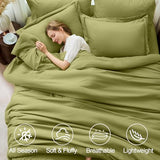 FUANNA Queen Comforter Set Olive Green, 7 Pieces Soft Bedding Sets Queen Size, All Season Lightweight Bed in a Bag with Comforter, Flat Sheet, Fitted Sheet, Pillowcases & Shams FUANNA