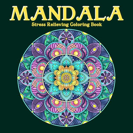 Mandala: Large Print Stress Free Coloring Book. Mandala Coloring Book for Adults. 50 Handmade Relaxing Mandalas. Mindfullness coloring book WoodArtSupply