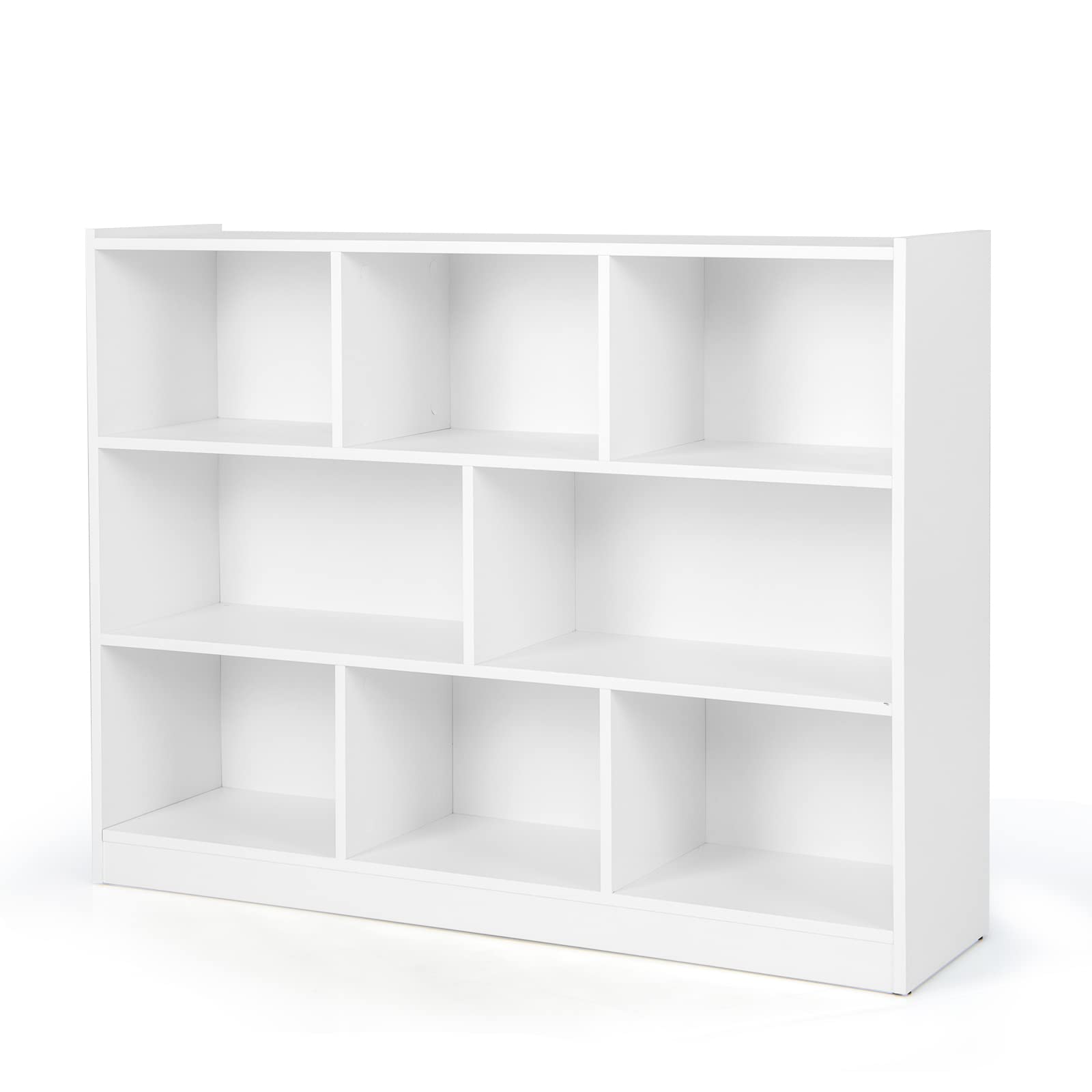 Tangkula 8-Cube 3-Tier Open Storage Bookcase in White - Modern Multipurpose Display for Home and Office - WoodArtSupply