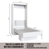 Oakland Living Easy-Lift Twin Murphy Wall Bed in White with Shelf Oakland Living