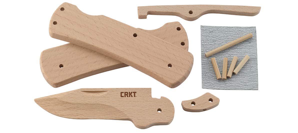 CRKT Nathan's Knife Kit: Wooden Pocket Knife, Drop Point Blade Design with Working Lock Back, Craft Project, Great for Kids 1032, Black CRKT