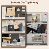 COSYLAND Toddler Standing Tower Adjustable Height - Super Stable Toddler Kitchen Stool Helper - 3 Levels Adjustable Wooden Toddler Kitchen Stool (Natural & Dark Gray) COSYLAND