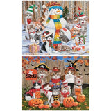 Bits and Pieces Set of 4 Jigsaw Puzzles 1000 Pieces - Whiskered Whimsy Cats Bits and Pieces