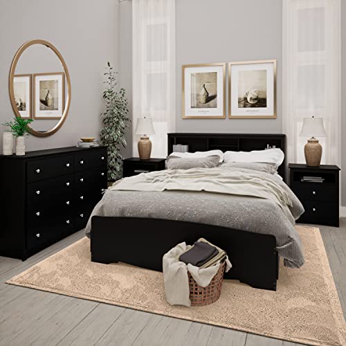 Prepac Sonoma 8 Drawer Double Dresser for Bedroom, 15.75" D x 59" W x 36.25" H, Black - WoodArtSupply