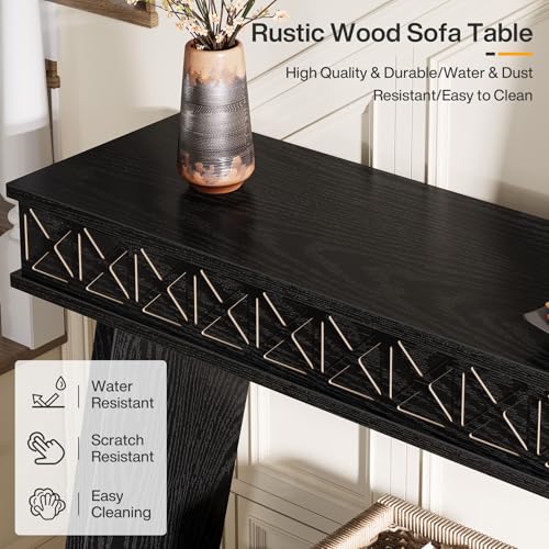 Tribesigns 70.9 Inch Long Console Table for Entryway, 2-Tier Farmhouse Entryway Table with Storage, Narrow Sofa Table Behind The Couch, Wood Accent Table for Hallway, Living Room, Foyer, Black Tribesigns