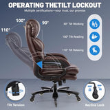 800LBS Big and Tall Office Chair for Heavy People, Heavy Duty Executive Chair with High Back, Extra Wide Seat and Adjustable Lumbar, Large Computer Desk Chair Comfortable for Home Office (Brown) FANTAWESO