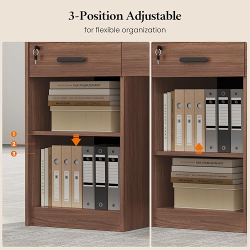 ANGRYWIN Reception Desk with Counter, Front Desk with 3 Drawers and Storage Cabinet, 47 inch Modern Retail Counter with Cable Grommet for Checkout, Barber, Beauty Salon, Home Office ANGRYWIN