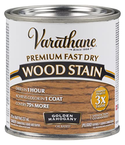 Varathane 262033 Varathane-262033 Premium Fast Dry Wood Stain, Half Pint, Golden Mahogany, 8 Fl Oz Varathane