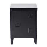 FurnitureR Industrial Metal Storage Cabinet Nightstand End Table Bedside Coffee Table,1 Door with Removable Shelf,Size:15.9'' x 12'' x 22.6'' (Black) FurnitureR