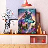 Ekuxom Wolf Diamond Art Kits for Adults, Forest Wolf Diamond Painting Kits, Round Full Drill Animal Wolf Diamond Art Painting Gem Art Wall Decor Gifts 12x16 inch Ekuxom