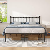 Kujielan Queen Size Bed Frame with Modern Headboard, Metal Platform Bed Base with Strong Support, No Box Spring Needed, Easy Assembly, Noise Free，Black Kujielan